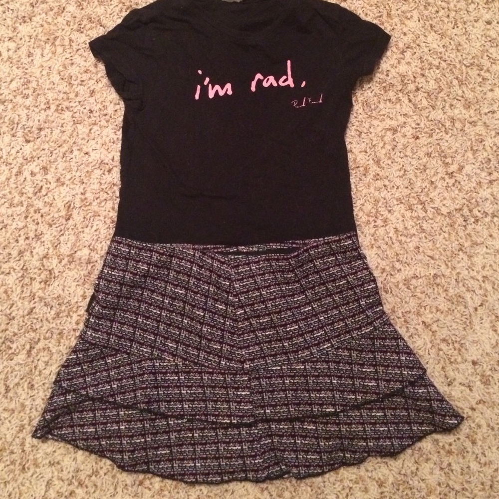 Pink, Black, & White Tiered Tweed Skirt